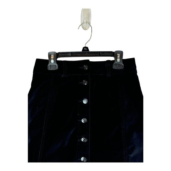 Kate Spade Broome Street Skirt Women 00 Black Velvet Button Front A Line Mini - Picture 3 of 6